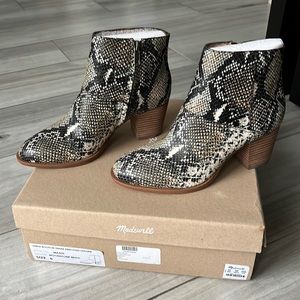 New Madewell rosie snakeskin embossed leather ankle boot size 6